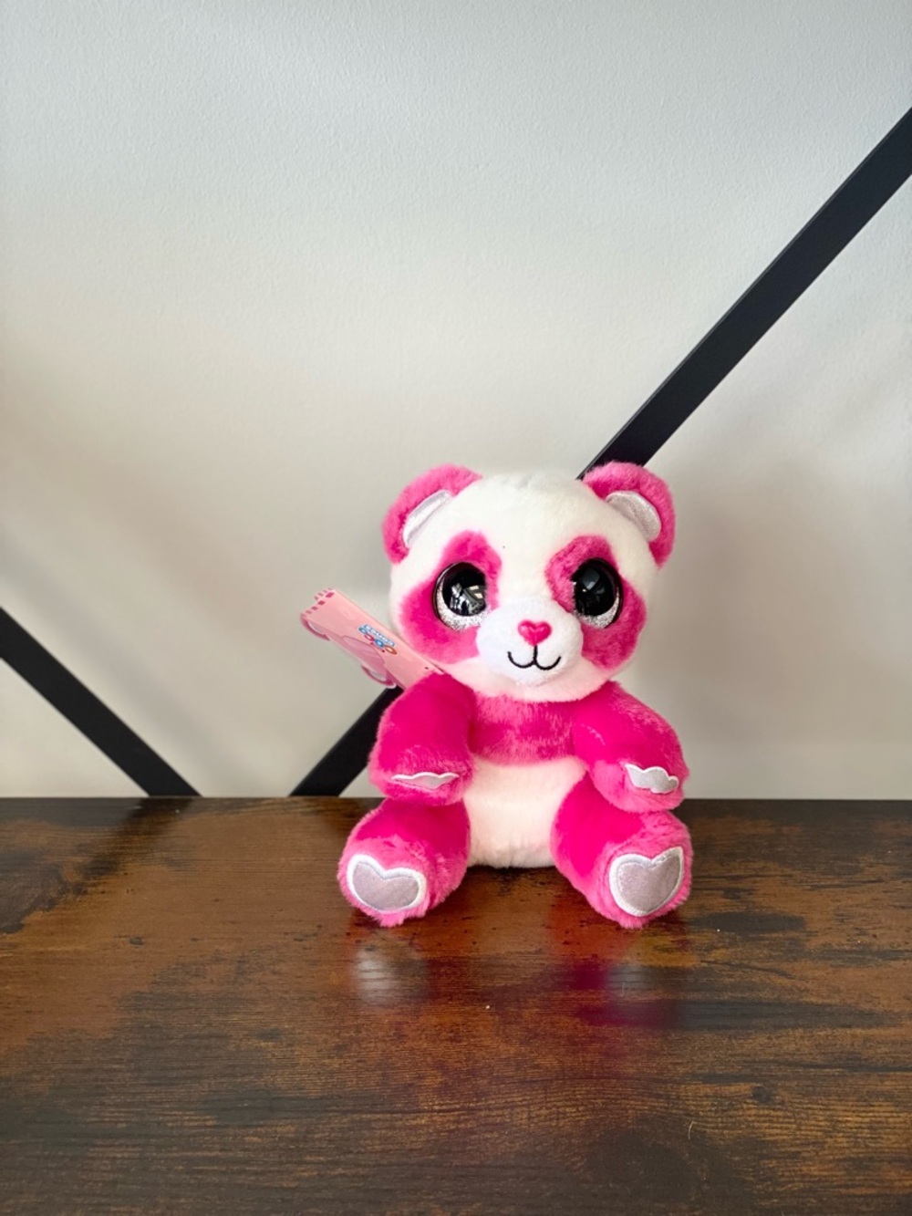 Pink & White Plush Panda Stuffed Animal